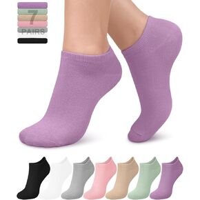 FuelMeFoot 7 Pairs Ankle Socks for Women Viscose Bamboo No Show Socks Classic Low Cut Casual Socks for Running, Athletic