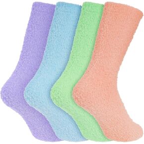 4 أزواج من الجوارب الغامضة للنساء، جوارب شبشب ناعمة، جوارب شتوية دافئة منفوش، جوارب نوم منزلية in Kuwait