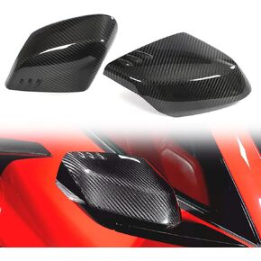 أغطية مرايا من ألياف الكربون تناسب كورفيت C8 Z51 Z06 Stingray E-Ray 2020-2025، غطاء حماية مرآة الرؤية الخلفية من ألياف الكربون الحقيقية، قطعتين