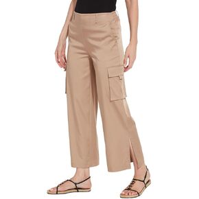 Lyssé Calypso Cargo Pants for Women – Cropped Ankle Pants and Stretch Satin Pants with Relaxed Fit