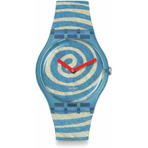 Swatch Casual Watch Blue Quartz Plastic Art Journey Bourgeois's Spirals