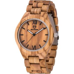 MUJUZE Wood Watch, Wooden Watch for Men, Handmade Lightweight Wooden Wrist Watches, Mens Wooden Watch, Wood Watch Gifts for Men