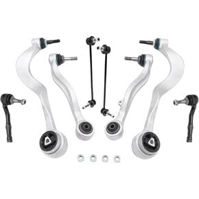 8Pcs Front Lower Control Arm with Ball Joint Sway Bar Link Outer Tie Rod End For BMW 525i 06-07, 528i 08-10, 530i 06-07, 535i 08-10, 545i 04-05, 550i 06-10