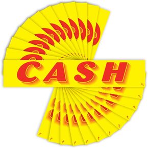 Versa Tags Dealership Stickers 12 Pack of Cash Stickers Car Lot Windshield Slogan Decals RV Truck Auto Dealer Window for Cash Stickers Red On Yellow