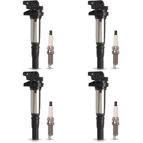 ENA Set of 4 Ignition Coil Pack with 4 Iridium Platinum Spark Plug 1.6 Compatible with Mini 2007 2008 2009 2010 Cooper 1.6L Replacement for UF598 C1692 12137575010 1213755001 ZQR8SI302