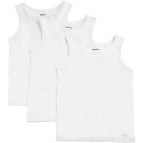 MeMoi Boys Shorter White Cotton Blend Tank Top 3 Pack