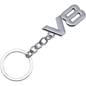 1Pc V8 Logo Emblem Keychain Car Key Chain Metal Car Keyring Accessories