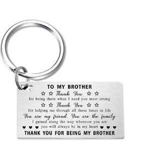 Suoegigs Brother Christmas Gifts, Best Brother Keychain Brother Gifts, Thank You Gifts for Brother, Brother Graduation Christmas Birthday Gifts from Sister Brother