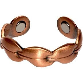 HUASAI Copper Ring for Women Lymphatic Ring Boho Leaf Ring Silver Gold Black Cuff Ring Lymph Detox Ring Adjustable Open Rings Jewelry Gifts