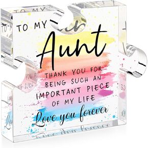 Aunt Gifts - Aunt Gifts from Nephew Niece Aunt Christmas Birthday Mothers Day Gifts 4.7 X 3.9 Inch Acrylic Puzzle Piece Desk Decorations Best Aunt Gifts Auntie Wedding Present