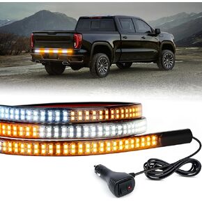 OPP ULITE Truck Led Tailgate Light Bar 29 Flashing Mode, 360PCS Led Chip Emergency Warning Strobe Safety Light Strip, 60inch Lights Strips for Tow Work Trucks Pickup Vehicles Cars SUVs - Amber White
