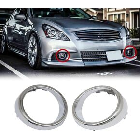 FZJDSD 2PCS Left & Right Side Chrome Trim Bezel Ring Fog Lamp Compatible with INFINITI G37 2010-2013 M56 2011-2013 M37 2011-2013 G25 2011 2012 Q70 2014 Replace 62257-1MS2A 62256-1MS2A