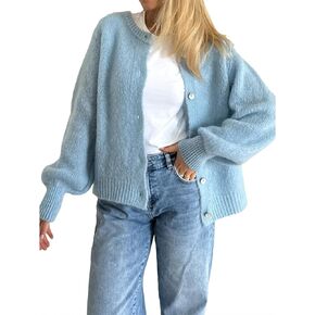 Women Button up Sweaters Solid Color Knit Cardigans Lightweight Casual Fall Knitwear Streetwear