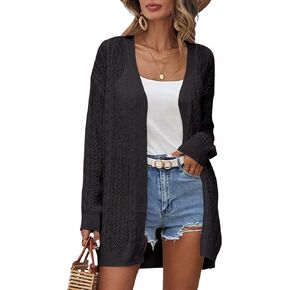Womens Crochet Lightweight Cardigans Long Sleeve Open Front Kimonos Boho Summer Cardigan Sweater Cover Up in Kuwait