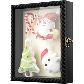 Alsonerbay Shadow Box Frame 11 x 14, Wood Shadow Box Display Case with Linen Back and Twist Shape Door, Pet Memorial Shadow Box for Memorabilia Picture Medals Bouquet (Black, 11x14)