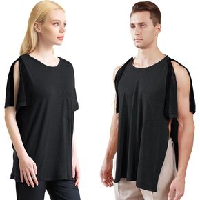 Post Shoulder Surgery Shirts Short Sleeve Chemo Shirts for Port Access Unisex Crewneck Tear Way Rehab Recovery T-Shirt with Right & Left Side Snaps Arm Open Dialysis Clothing in Kuwait