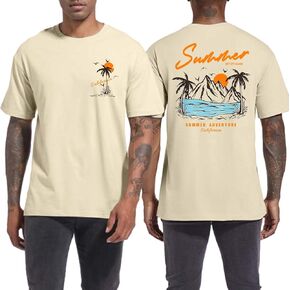Tuislay Graphic Tees Oversized Beach Tshirts for Men Letter Print Shirts Short Sleeve Mens Summer Shirts Casual Tops