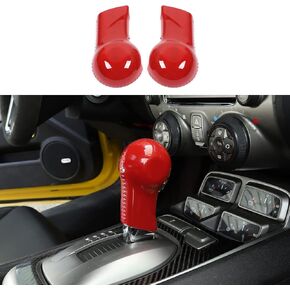 Jimen Compatible with Chevrolet Camaro 2010-2015, Center Console Gear Shift Knob Cover Trim (Red)