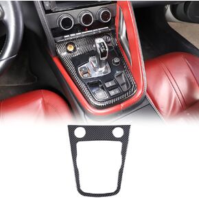 Daeiclru Real Carbon Fiber Car Interior Gear Shift Panel Trim Cover Compatible with Jaguar F-TYPE 2013-2022, Central Control Gear Shift Panel Frame Sticker Accessories (Style A - Black)