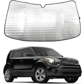 Front Windshield Sunshade for Kia Soul 2009-2013, Custom Fit Windshield Sun Shade, Foldable Reflective Sun Visor, Screen Shield Cover UV Blocker Protector HeatShield Keeps Your Vehicle Cool (Silver)
