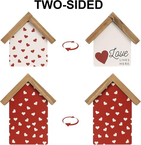 Valentines Day Decorations For Home, Wooden Love Lives Here Sign, Valentine'S Day Indoor Table Shelf Tiered Tray Mantel Office Pink Red House Decor in Saudi Arabia