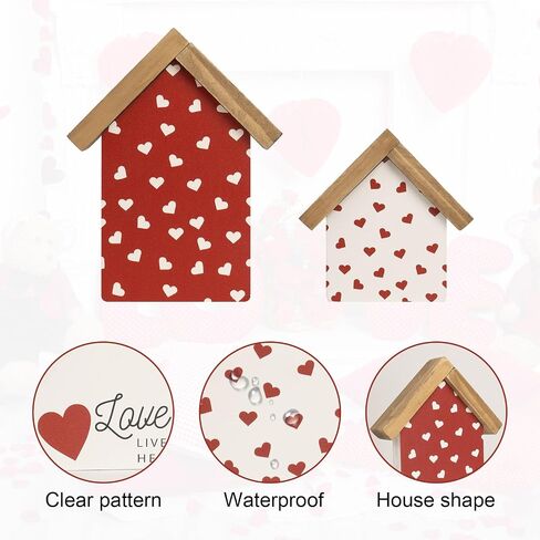 Valentines Day Decorations For Home, Wooden Love Lives Here Sign, Valentine'S Day Indoor Table Shelf Tiered Tray Mantel Office Pink Red House Decor in Saudi Arabia