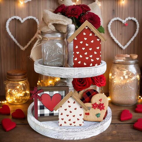 Valentines Day Decorations For Home, Wooden Love Lives Here Sign, Valentine'S Day Indoor Table Shelf Tiered Tray Mantel Office Pink Red House Decor in Saudi Arabia