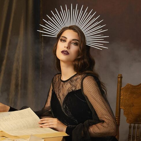 Fantherin Women's Goddess Halo Crown Headband - Zip Tie Spiked Angel Headpiece Headdress for Cosplay Halloween Costume Party (Gold) in Kuwait
