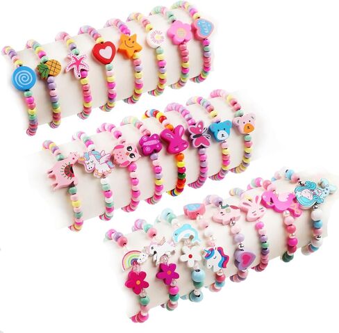 Vefungyan Beaded Necklace and Bracelet Girls: 9 Sets kids Dress Up Jewelry Favors Bags for Princess party Pretend Play in Saudi Arabia