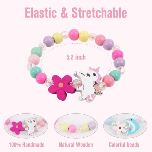 Vefungyan Beaded Necklace and Bracelet Girls: 9 Sets kids Dress Up Jewelry Favors Bags for Princess party Pretend Play in Saudi Arabia
