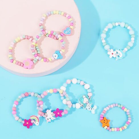 Vefungyan Beaded Necklace and Bracelet Girls: 9 Sets kids Dress Up Jewelry Favors Bags for Princess party Pretend Play in Saudi Arabia