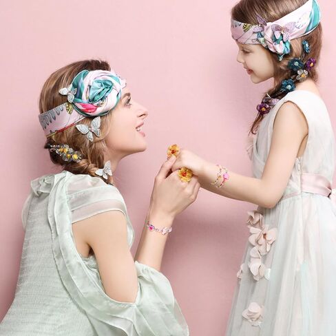 Vefungyan Beaded Necklace and Bracelet Girls: 9 Sets kids Dress Up Jewelry Favors Bags for Princess party Pretend Play in Saudi Arabia