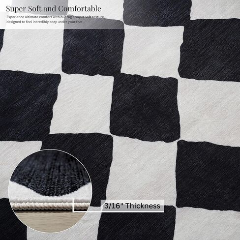 Checkered Area Rug 8x10 Beige Cream Machine Washable Rug, Modern Faux Wool Checkerboard Carpet in Saudi Arabia