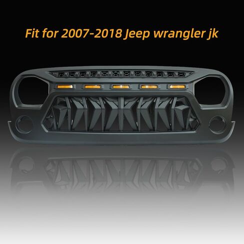شواية لسيارة 2007 2008 2009 2010 2012 2016 2018 Wrangler JK مع شبكة أمامية LED، أضواء نهارية للجري، أسود مطفي in Kuwait