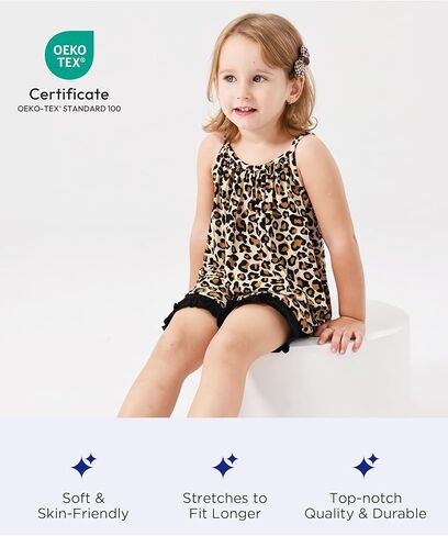 طقم ملابس صيفية للفتيات الصغيرات من قميص بدون أكمام وشورت مكشكش، فيسكوز من الخيزران in Kuwait