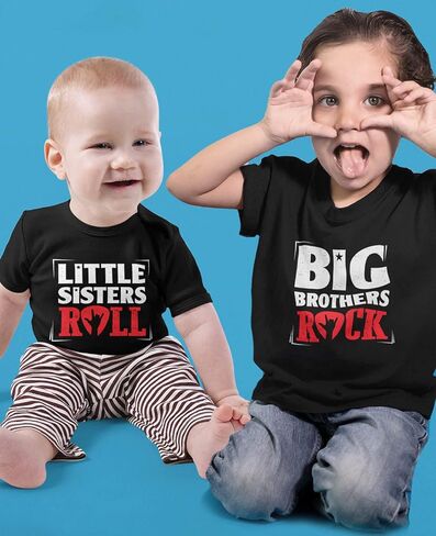 Tstars Baby Boys Little Brothers Roll Best Siblings Gifts Rock Baby Bodysuit Little Bro in Kuwait