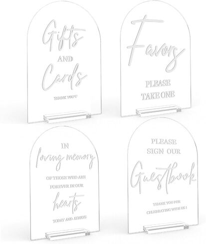 Clear 4PCS Acrylic Wedding Signs for Ceremony and Reception Guest Book Gifts and Cards Sign Favors Please Take One Sign In Loving Memory 5x7 Inch Arch Table Sign with Stands in Kuwait