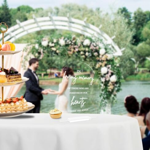 Clear 4PCS Acrylic Wedding Signs for Ceremony and Reception Guest Book Gifts and Cards Sign Favors Please Take One Sign In Loving Memory 5x7 Inch Arch Table Sign with Stands in Kuwait