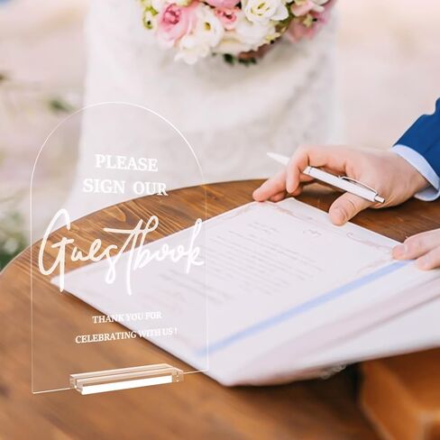 Clear 4PCS Acrylic Wedding Signs for Ceremony and Reception Guest Book Gifts and Cards Sign Favors Please Take One Sign In Loving Memory 5x7 Inch Arch Table Sign with Stands in Kuwait