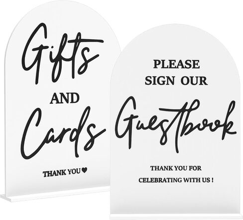 Clear 4PCS Acrylic Wedding Signs for Ceremony and Reception Guest Book Gifts and Cards Sign Favors Please Take One Sign In Loving Memory 5x7 Inch Arch Table Sign with Stands in Kuwait
