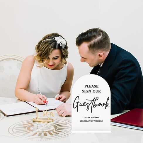 Clear 4PCS Acrylic Wedding Signs for Ceremony and Reception Guest Book Gifts and Cards Sign Favors Please Take One Sign In Loving Memory 5x7 Inch Arch Table Sign with Stands in Kuwait