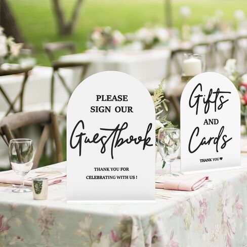 Clear 4PCS Acrylic Wedding Signs for Ceremony and Reception Guest Book Gifts and Cards Sign Favors Please Take One Sign In Loving Memory 5x7 Inch Arch Table Sign with Stands in Kuwait