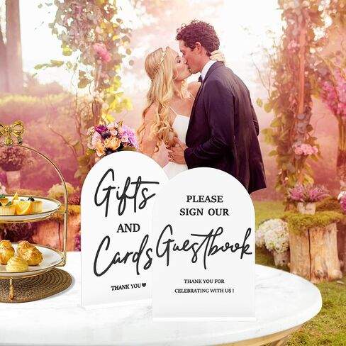 Clear 4PCS Acrylic Wedding Signs for Ceremony and Reception Guest Book Gifts and Cards Sign Favors Please Take One Sign In Loving Memory 5x7 Inch Arch Table Sign with Stands in Kuwait