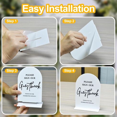 Clear 4PCS Acrylic Wedding Signs for Ceremony and Reception Guest Book Gifts and Cards Sign Favors Please Take One Sign In Loving Memory 5x7 Inch Arch Table Sign with Stands in Kuwait