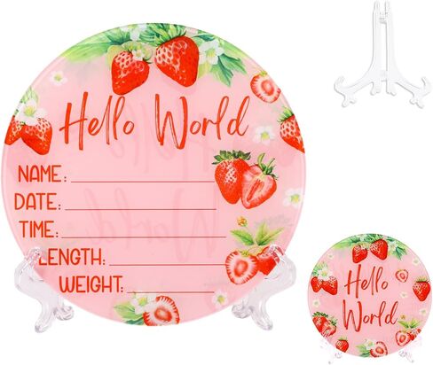 Acrylic Baby Birth Announcement Sign with Stand, Western Cowboy Theme Double-Sided Newborn Name Board, Hello World Milestone Card for Welcome Baby Hospital Nursery Gift Photo Prop in Kuwait