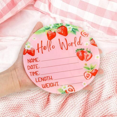 Acrylic Baby Birth Announcement Sign with Stand, Western Cowboy Theme Double-Sided Newborn Name Board, Hello World Milestone Card for Welcome Baby Hospital Nursery Gift Photo Prop in Kuwait