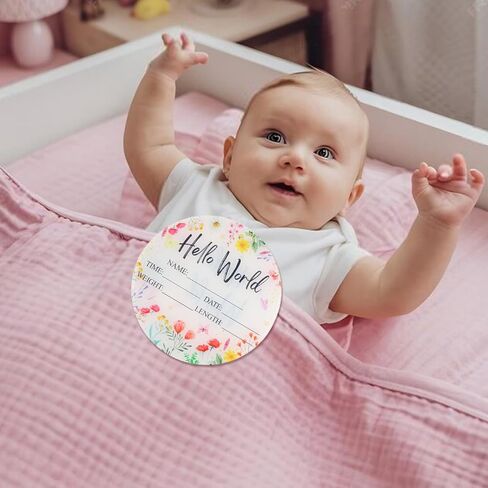 Acrylic Baby Birth Announcement Sign with Stand, Western Cowboy Theme Double-Sided Newborn Name Board, Hello World Milestone Card for Welcome Baby Hospital Nursery Gift Photo Prop in Kuwait