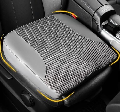 Car Seat Cushion: Comfortable Memory Foam Car Seat Cushion for Driving - for Sciatica-Tailobone Pain Relief - Seat Cushion for Car-Truck, Office, Wheelchair - Leather & 4D Mesh in Saudi Arabia