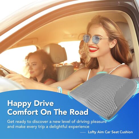 Car Seat Cushion: Comfortable Memory Foam Car Seat Cushion for Driving - for Sciatica-Tailobone Pain Relief - Seat Cushion for Car-Truck, Office, Wheelchair - Leather & 4D Mesh in Saudi Arabia