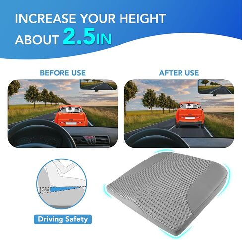 Car Seat Cushion: Comfortable Memory Foam Car Seat Cushion for Driving - for Sciatica-Tailobone Pain Relief - Seat Cushion for Car-Truck, Office, Wheelchair - Leather & 4D Mesh in Saudi Arabia